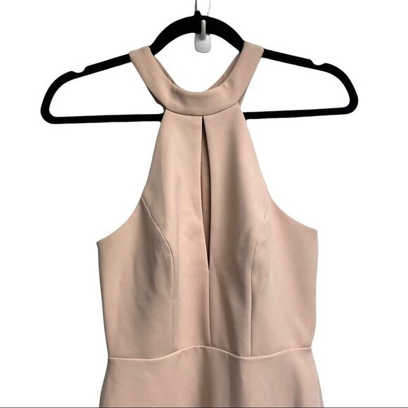 BCBGMAXAZRIA Sleeveless Keyhole Halter Gown  Maxi Dress Pink 4 - Picture 2 of 9